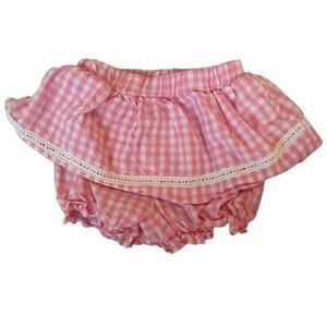 Baby Girls Baby Q Pink and White Gingham Skirt with Bloomers Size 12 Months